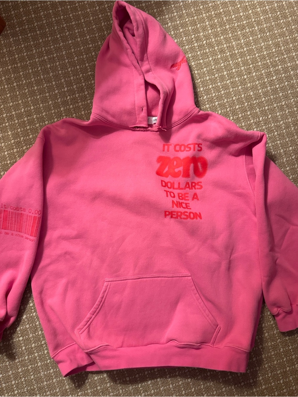Women’s Pink Graphic Hoodie - It Costs Zero Dollars To Be A Nice Person